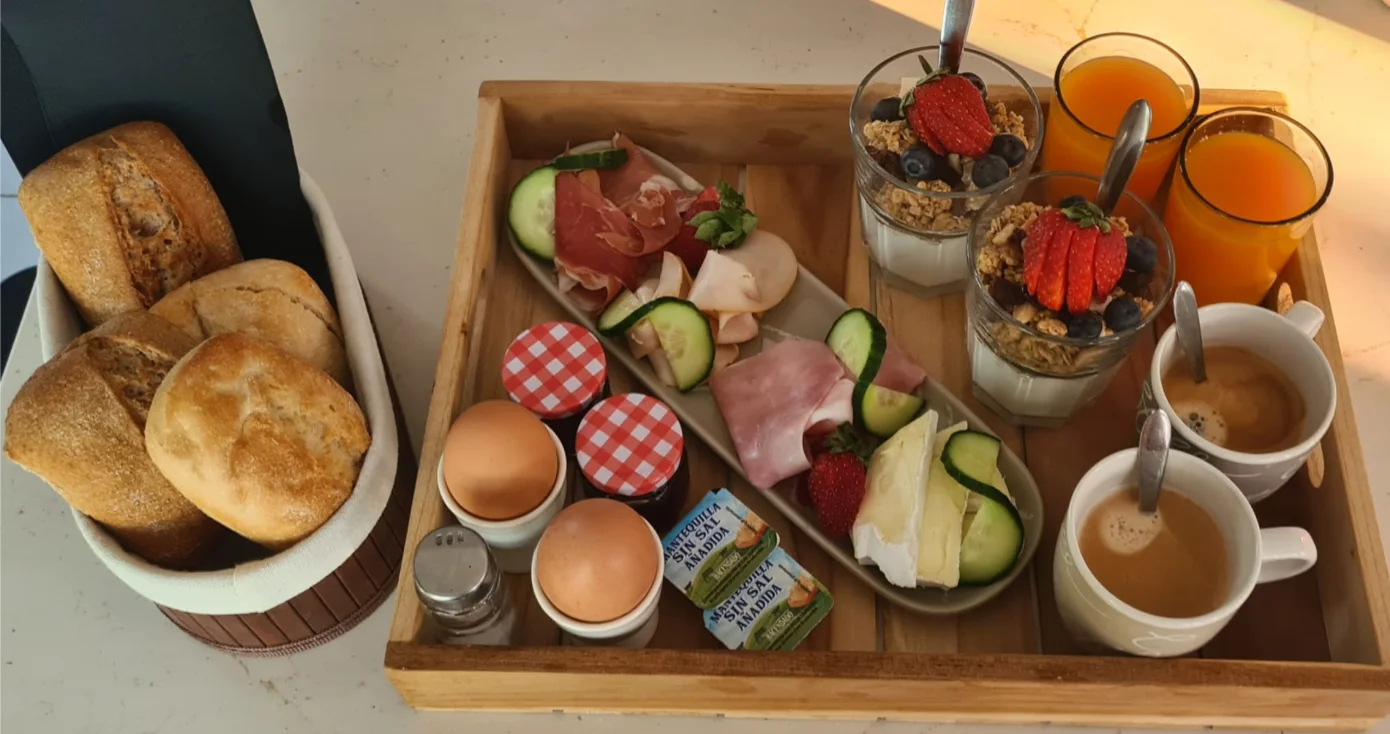 Fresh breakfast on a tray