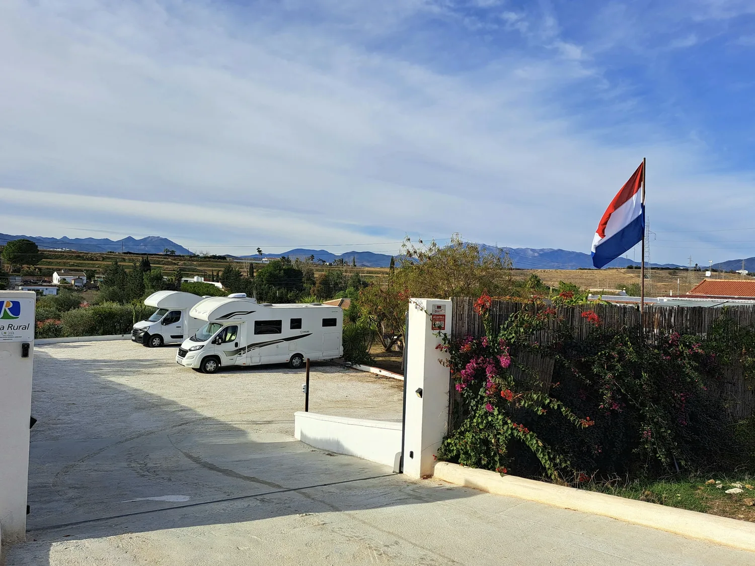 The entrance with the Dutch flag